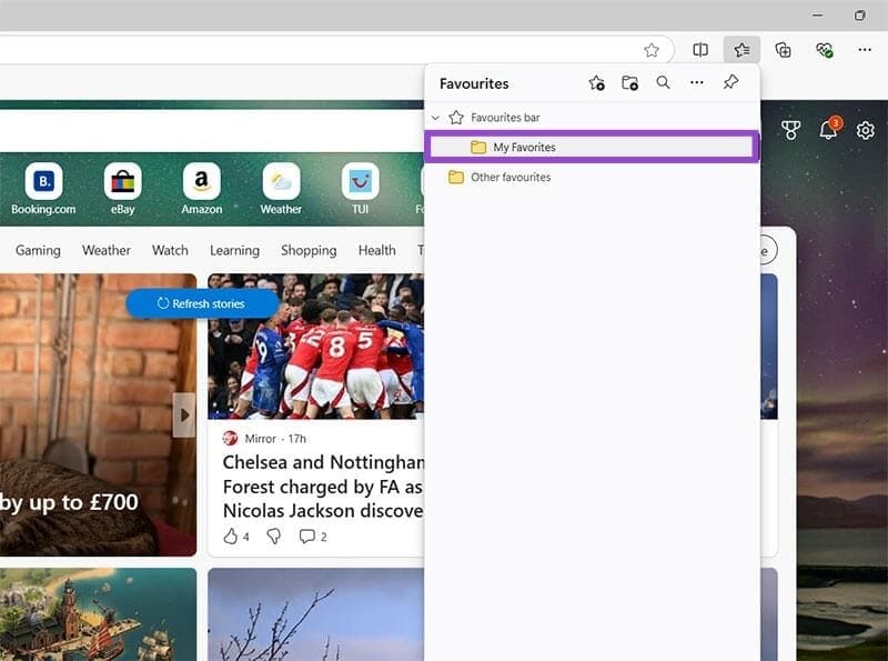 طريقة سهلة لتنظيم الروابط المفضلة في Microsoft Edge - %categories