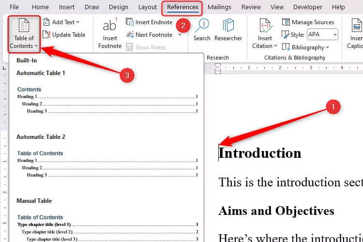 طريقة إنشاء وتحديث جدول المحتويات بسهولة في Microsoft Word - %categories