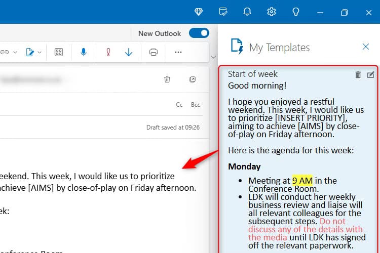 طريقة إنشاء قالب بريد إلكتروني واستخدامه في Microsoft Outlook - %categories