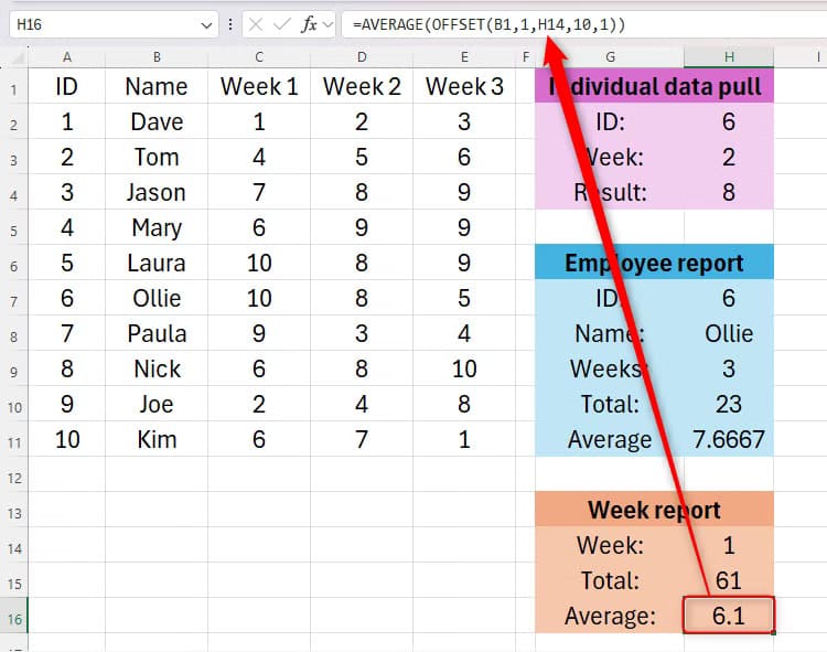 كيفية استخدام دالة OFFSET في Excel - %categories