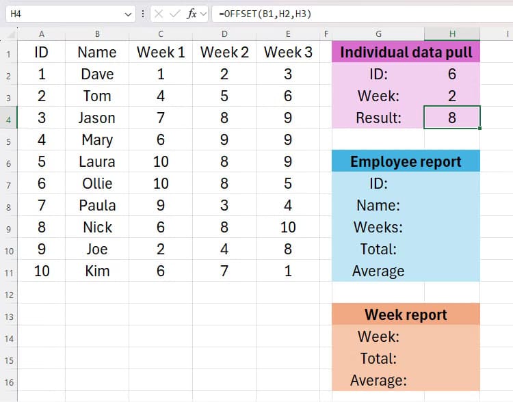 كيفية استخدام دالة OFFSET في Excel - %categories