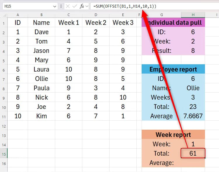 كيفية استخدام دالة OFFSET في Excel - %categories