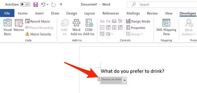 خطوات سهلة لإضافة قائمة منسدلة في مستند Word - %categories