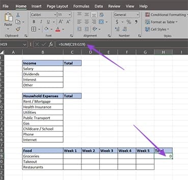 خطوات بسيطة لإنشاء متتبع ميزانية شهرية باستخدام Excel - %categories