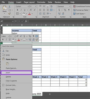 خطوات بسيطة لإنشاء متتبع ميزانية شهرية باستخدام Excel - %categories