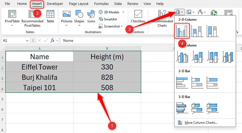 إضافة الصور والأيقونات إلى أعمدة المخططات في Excel بخطوات بسيطة - %categories