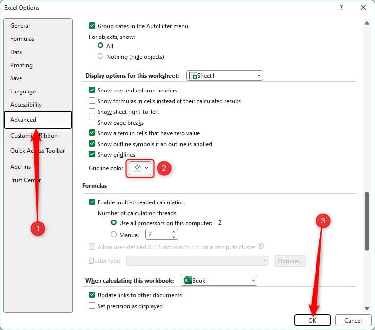 كيفية التحكم في ظهور خطوط الشبكة في Excel لتحسين عرض البيانات - %categories