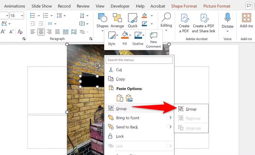19-powerpoint-group-shape-photo أفضل طرق حماية الصور وإخفاء معلوماتها الحساسة على Windows 11