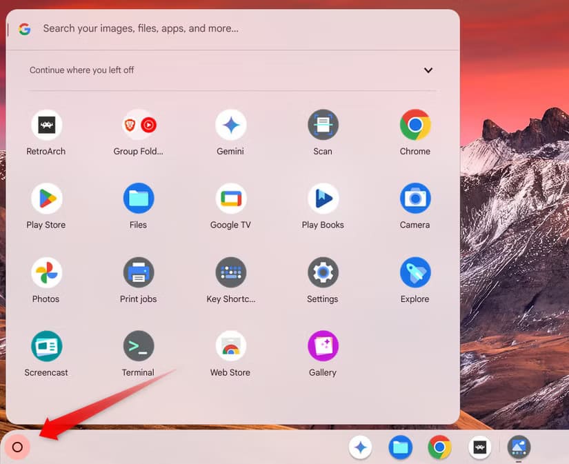 1-opening-the-chromebook-launcher أفضل النصائح لبدء استخدام ChromeOS بسهولة وفعالية