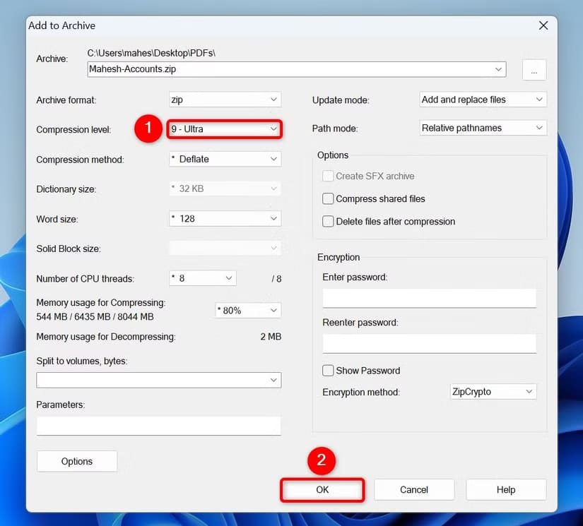 11-7-zip-compress-pdf أسهل الطرق لضغط ملفات PDF على نظام Windows 11