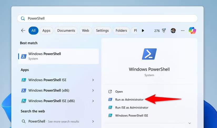 11-open-powershell-as-admin كيف تكتشف التطبيقات التي تستهلك طاقة البطارية على Windows 11 وتتعامل معها