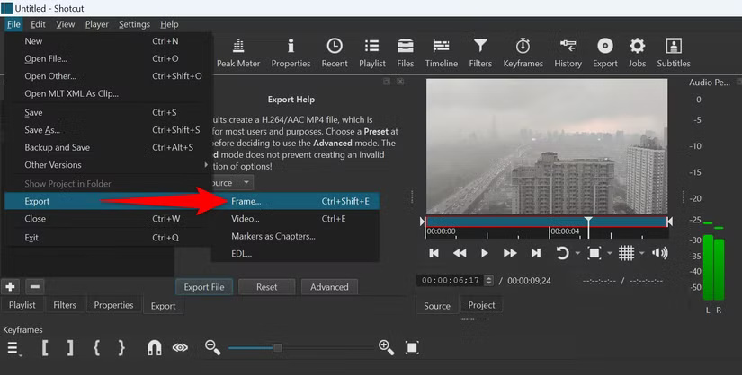 11-shotcut-export-frame خطوات سهلة لاستخراج الصور من مقاطع الفيديو على نظام Windows 11