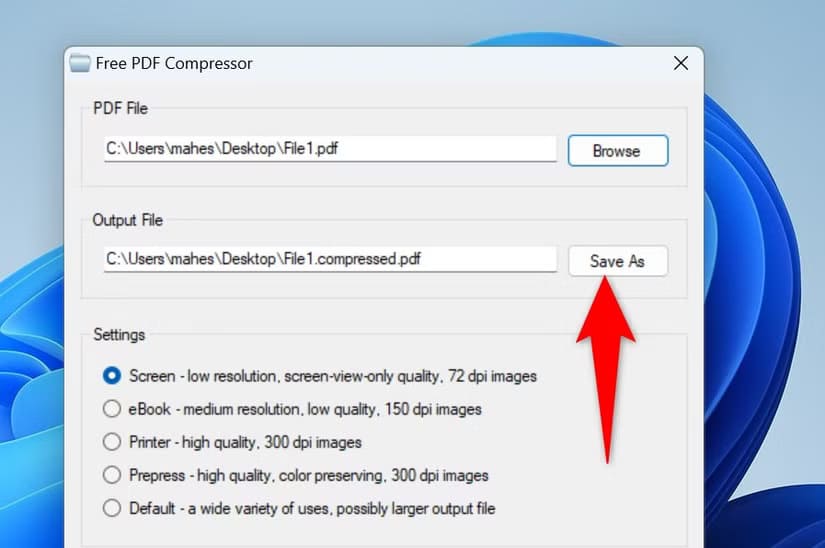 2-free-pdf-compressor-output-file أسهل الطرق لضغط ملفات PDF على نظام Windows 11