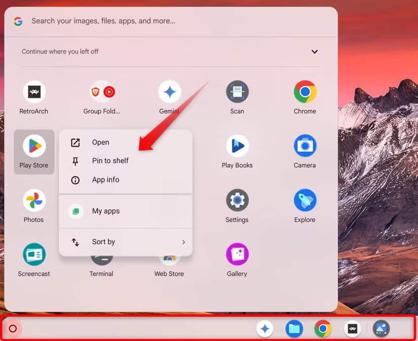 2-pinning-an-app-to-shelf-on-chromebook أفضل النصائح لبدء استخدام ChromeOS بسهولة وفعالية