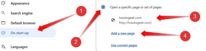 3-adding-a-new-page-to-open-on-chrome-startup كيف تجعل متصفح Chrome أكثر ملاءمة لاحتياجاتك الشخصية
