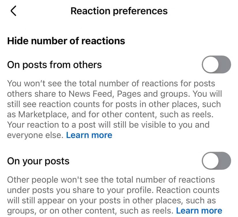 3-hiding-numbers-of-reactions-on-my-posts-and-posts-from-others-in-facebook-settings أفضل طرق لزيادة التفاعل على فيسبوك وتحسين ظهور المنشورات