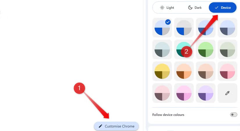 4-configuring-chrome-to-switch-between-dark-and-light-mode-based-on-device-theme كيف تجعل متصفح Chrome أكثر ملاءمة لاحتياجاتك الشخصية
