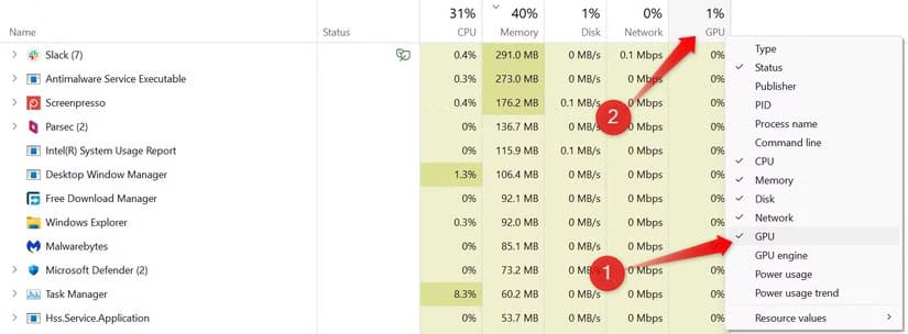 4-enabling-the-gpu-column-in-task-manager أسرار إدارة المهام بكفاءة على نظام Windows