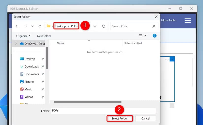 8-pdf-merger-splitter-choose-folder خطوات بسيطة لتقسيم ملفات PDF على نظام Windows 11