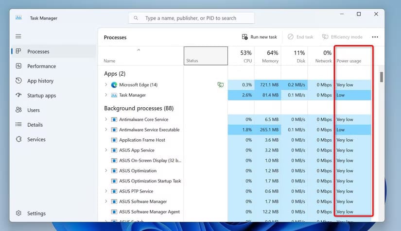 9-task-manager-power-usage كيف تكتشف التطبيقات التي تستهلك طاقة البطارية على Windows 11 وتتعامل معها