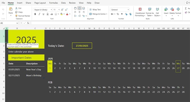 How-to-Make-a-Calendar-Using-Excel-7 كيفية تصميم تقويم شخصي باستخدام Excel بخطوات سهلة ومفصلة