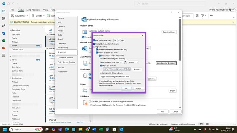 Outlook-AutoArchive-Settings-Are-Missing-5 كيف تعيد إعدادات الأرشفة التلقائية في Outlook إذا كانت مفقودة