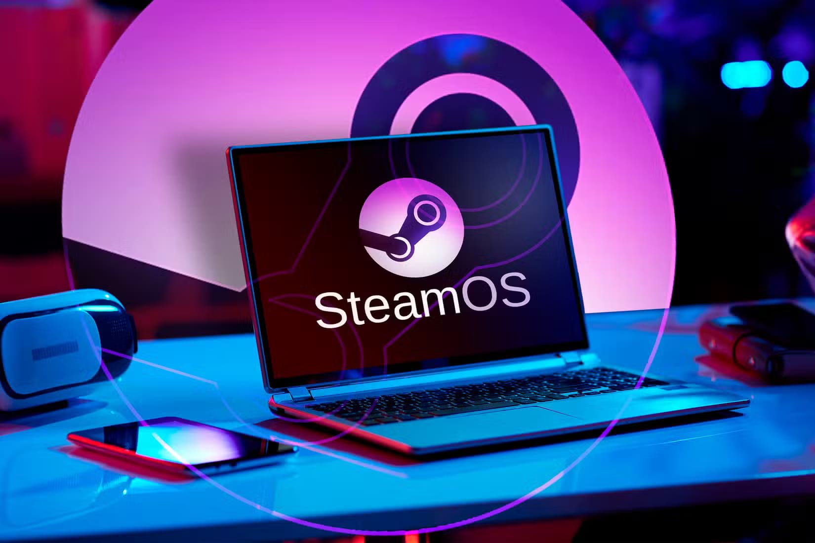 a-laptop-with-steam-os-logo لماذا قد لا يكون SteamOS الخيار الأفضل لأجهزة الكمبيوتر المخصصة للألعاب في الوقت الحالي