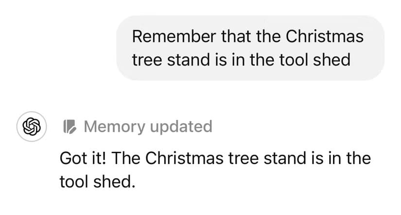 a-memory-about-the-location-of-the-christmas-tree-stand-being-saved-in-the-chatgpt-app التحديات المستمرة في ChatGPT: ما الذي ينتظرنا بعد إصدار GPT-5؟