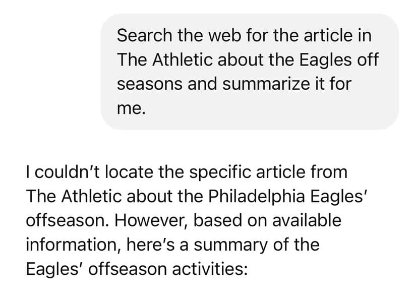 a-prompt-in-chatgpt-asking-for-a-summary-of-an-article-from-the-athletic-and-a-response-that-chatgpt-could-not-access-the-article التحديات المستمرة في ChatGPT: ما الذي ينتظرنا بعد إصدار GPT-5؟