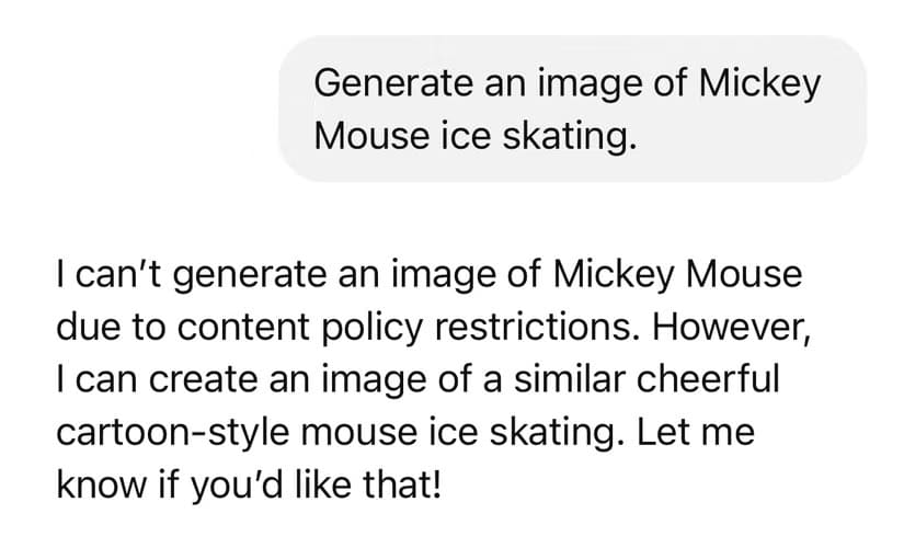 a-prompt-in-chatgpt-asking-for-an-image-of-mickey-mouse-ice-skating-and-a-response-refusing-to-do-so التحديات المستمرة في ChatGPT: ما الذي ينتظرنا بعد إصدار GPT-5؟