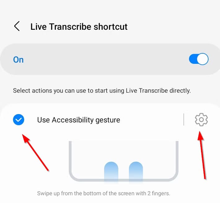 accessibility-gesture-in-live-transcribe كيف تكتشف الرسائل المباشرة المخفية في هاتف Samsung Galaxy دون برامج