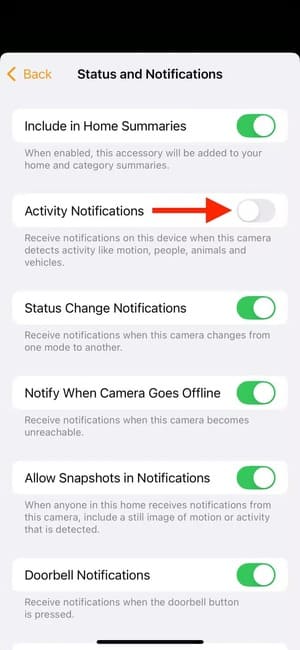 activity-notifications-toggle-in-home-app-on-iphone كيفية تفعيل فيديو HomeKit الآمن لكاميرات المنزل الذكي وأهميته في 2025