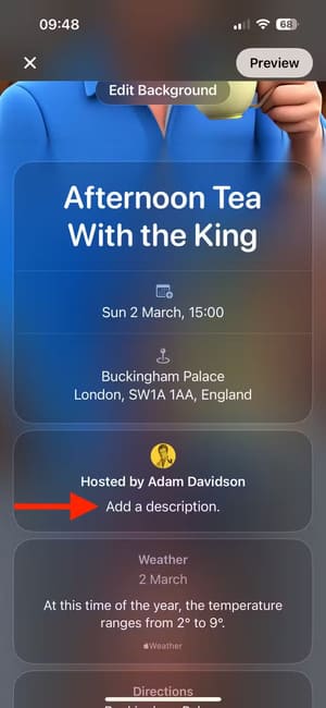 add-a-description-in-invites-app-on-iphone إدارة الأحداث بسهولة باستخدام أدوات دعوات Apple الفعّالة