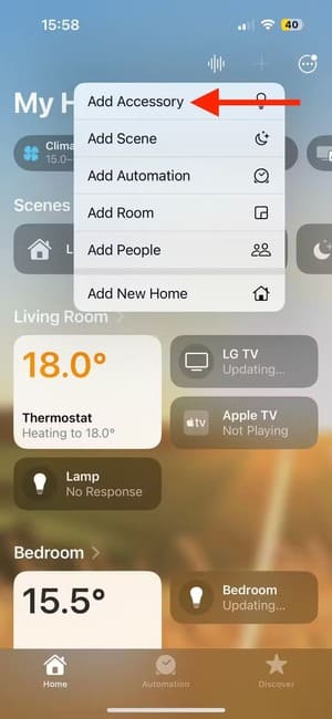 add-accessory-option-in-home-app-on-iphone كيفية تفعيل فيديو HomeKit الآمن لكاميرات المنزل الذكي وأهميته في 2025