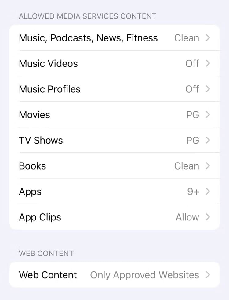 age-restrictions-for-media-services-and-web-content-restrictions-in-the-apple-parental-controls متى يحتاج الأطفال إلى حسابات Apple مستقلة؟ فوائد ومحاذير يجب معرفتها