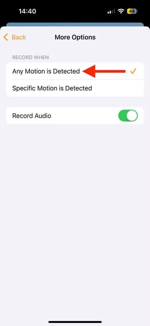 any-motion-is-detected-in-home-app-on-iphone كيفية تفعيل فيديو HomeKit الآمن لكاميرات المنزل الذكي وأهميته في 2025