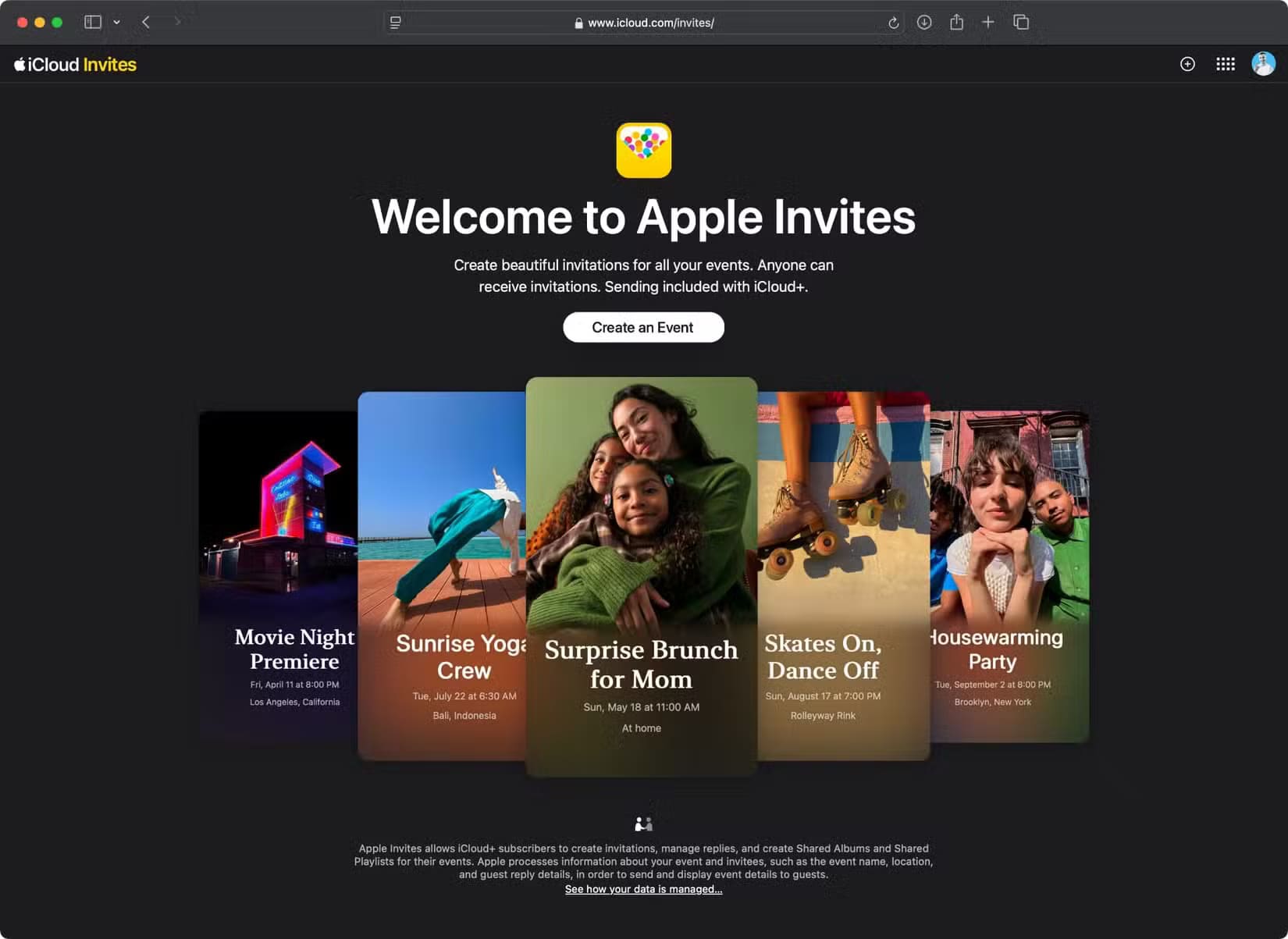 apple-invites-web-app-create-event ميزات فريدة تميز Apple Invites عن Apple Calendar