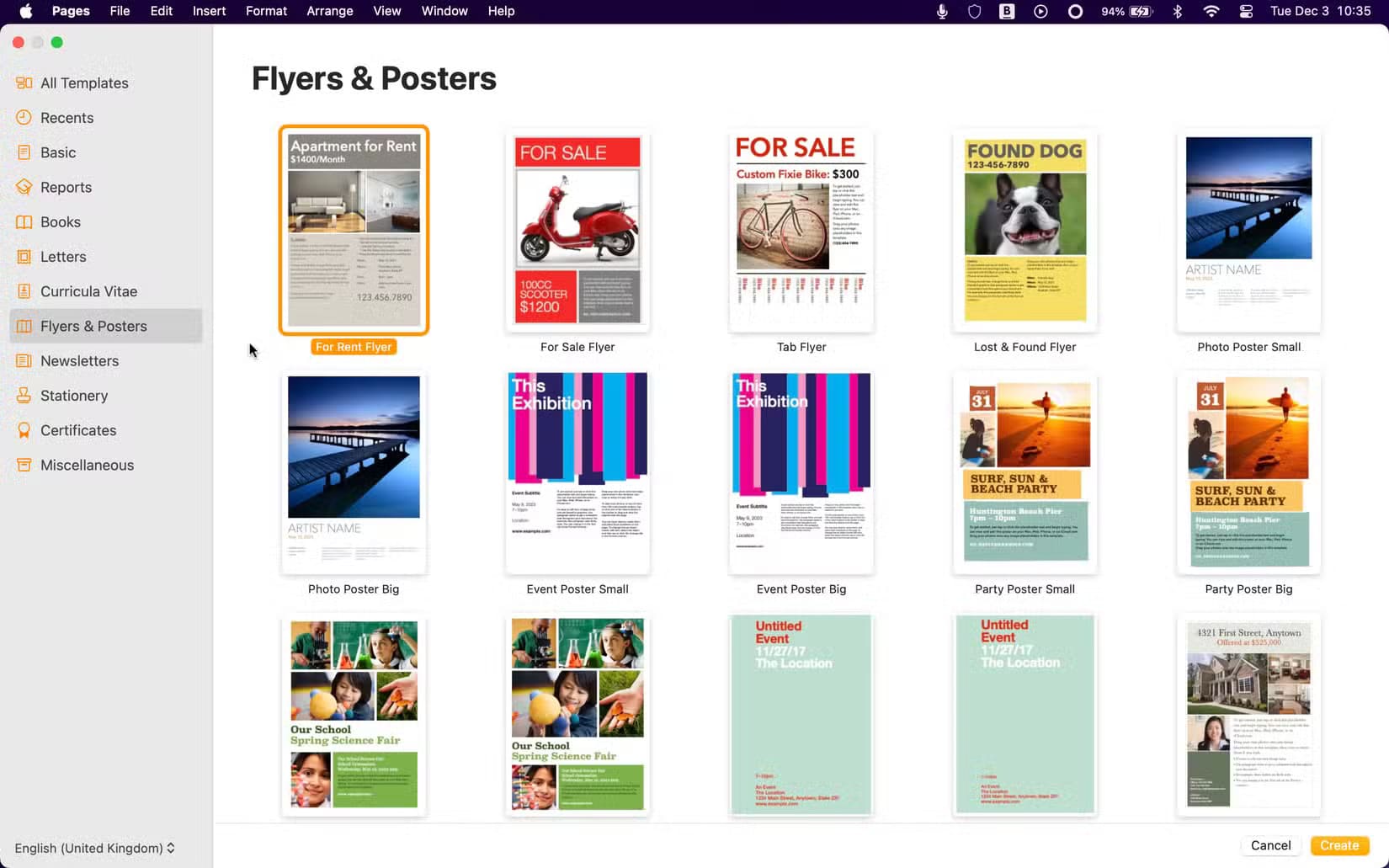 apple-pages-poster-templates مزايا Apple Pages التي تجعله خيارًا أفضل من Microsoft Word