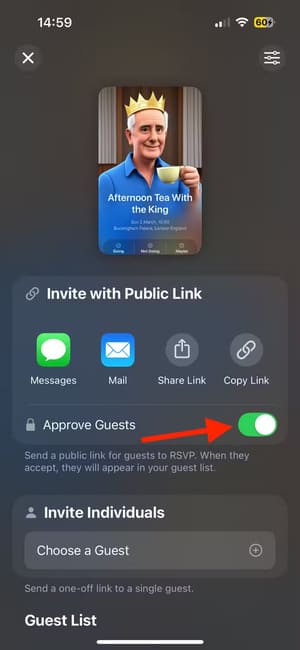 approve-guests-toggle-in-invites-app-on-iphone إدارة الأحداث بسهولة باستخدام أدوات دعوات Apple الفعّالة