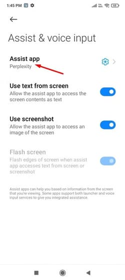 assist-app-option-in-the-preplexity-app كيفية الاستفادة من مساعد Perplexity AI على أجهزة Android لتحسين إنتاجيتك