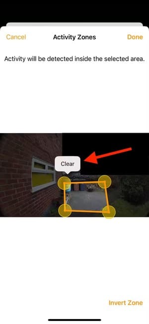 clear-activity-zone-in-home-app-on-iphone كيفية تفعيل فيديو HomeKit الآمن لكاميرات المنزل الذكي وأهميته في 2025