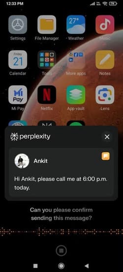 confirmation-message-by-preplexity كيفية الاستفادة من مساعد Perplexity AI على أجهزة Android لتحسين إنتاجيتك