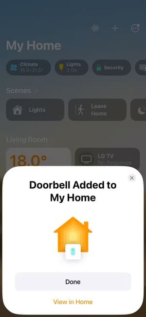 confirmation-that-doorbell-was-added-to-home-app-on-iphone كيفية تفعيل فيديو HomeKit الآمن لكاميرات المنزل الذكي وأهميته في 2025