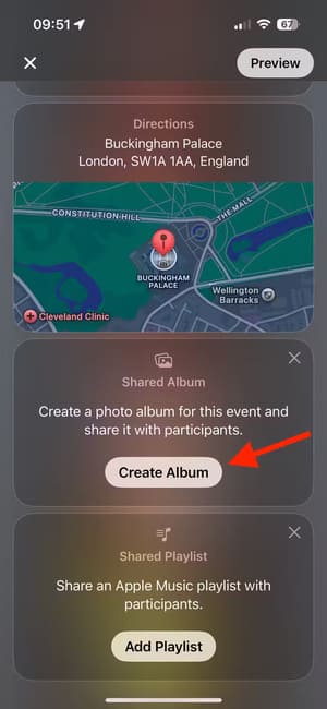 create-album-button-in-invites-app-on-iphone إدارة الأحداث بسهولة باستخدام أدوات دعوات Apple الفعّالة