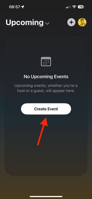 create-event-button-in-invites-app-on-iphone إدارة الأحداث بسهولة باستخدام أدوات دعوات Apple الفعّالة