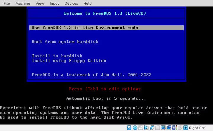 freedos-boot أفضل طريقة لتشغيل تطبيقات MS-DOS FreeDOS أم DOSBox