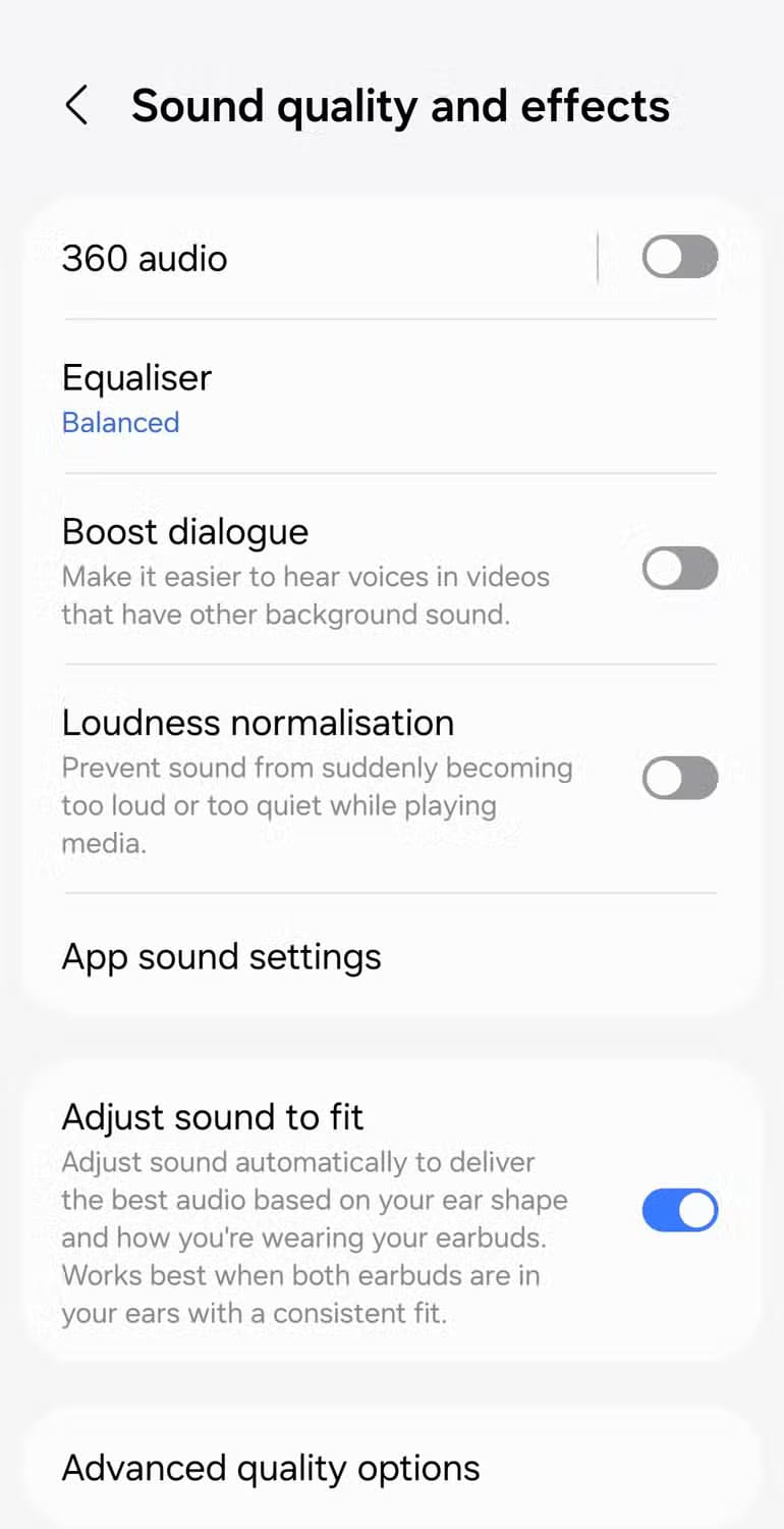 galaxy-wearable-sound-quality-and-effects-settings بديل AirPods المثالي لمستخدمي Android الذي يجب أن تعرفه