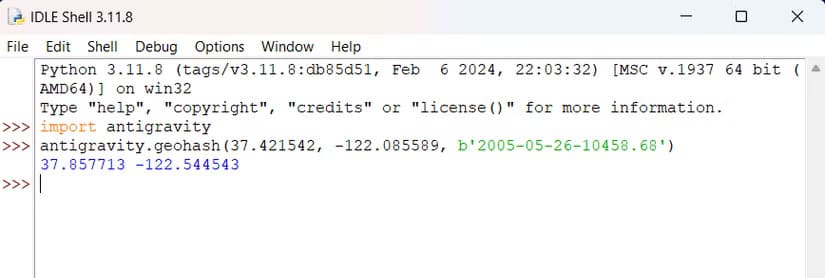 generating-a-geohash-using-python-s-geohash-function-in-the-antigravity-module اكتشف 5 ميزات مخفية في Python تجعل تعلم البرمجة أكثر إمتاعًا