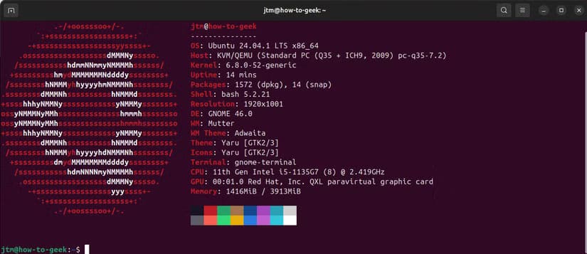 gnome-terminal-showing-neofetch-output أهم الأسباب وراء تنوع محاكيات الطرفية في نظام Linux