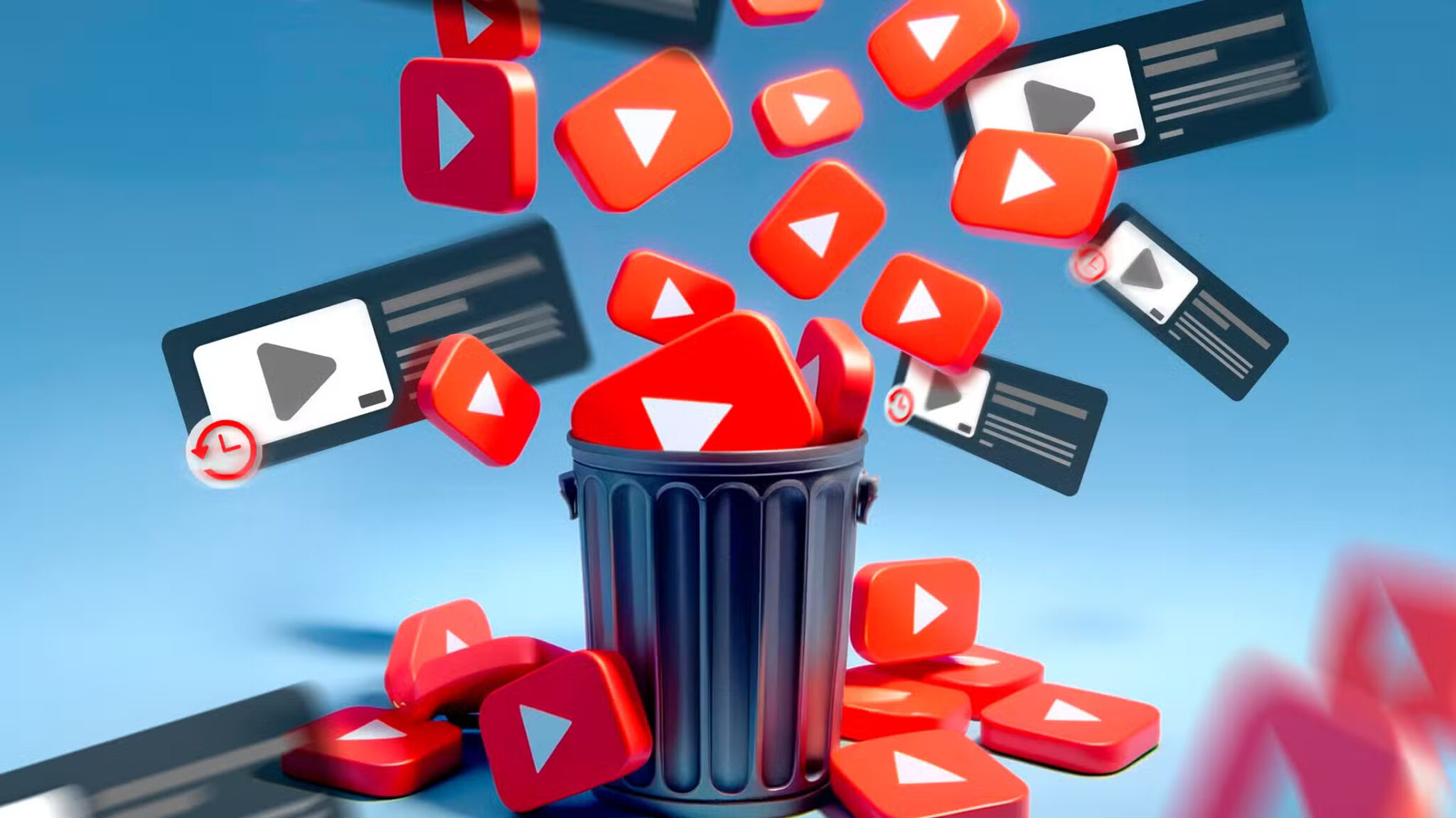 illustration-of-the-youtube-icon-and-some-videos-around-a-trash-can-scaled كيفية تقليل الإزعاج في إعلانات YouTube وتجربة مشاهدة أكثر سلاسة